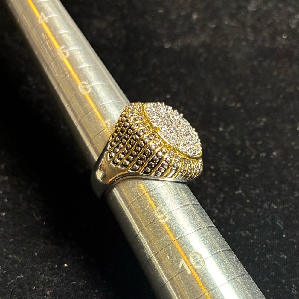18k White Gold GE Men’s CZ Dome ring Size 8